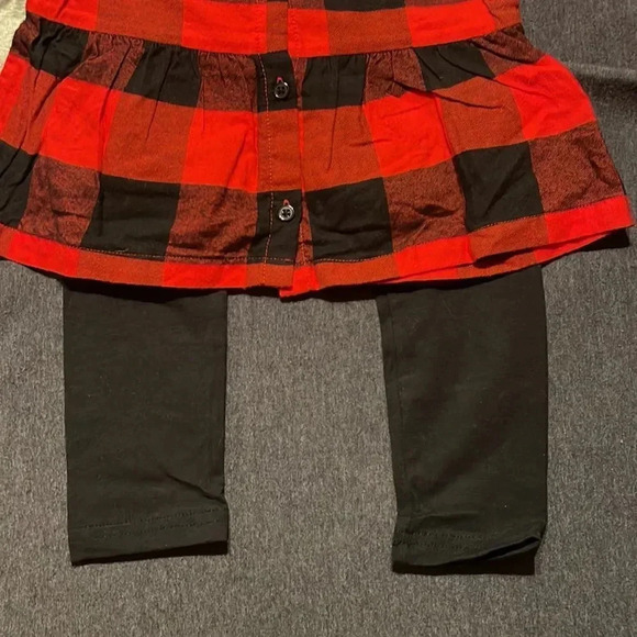 #19 Carters Girls Red Black Checkered Gray and Black Polka Dots Set W/ Leggings - Picture 6 of 12